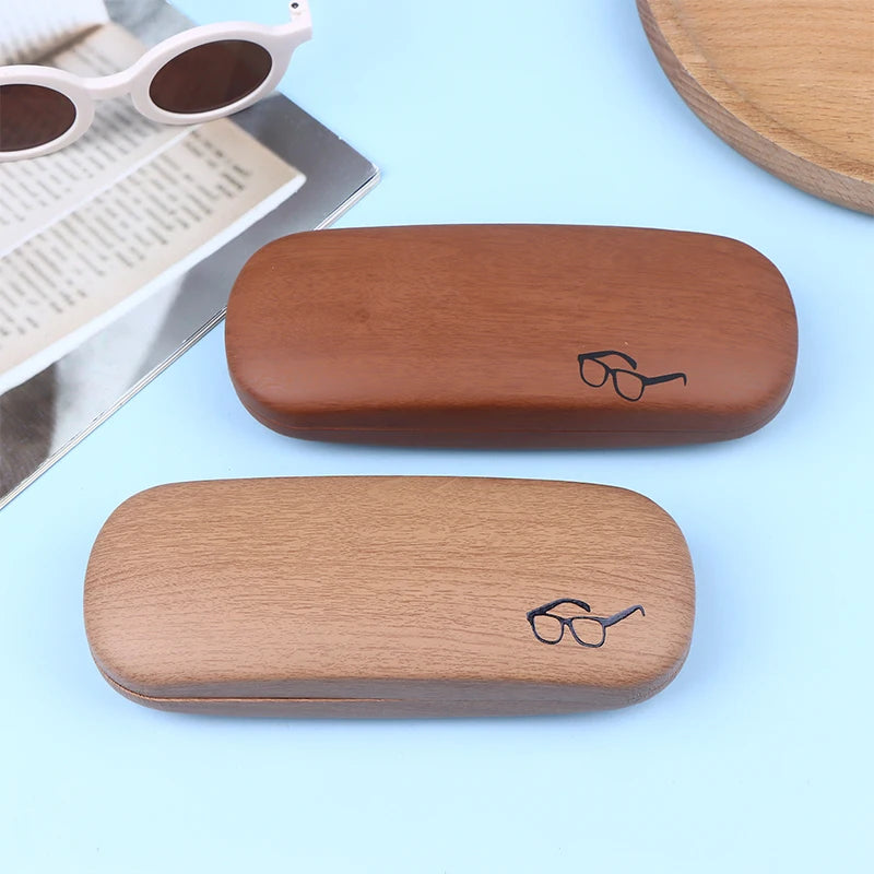 PU Leather Wood Grain Hard Eyeglass Case – Unisex Glasses Box Eyeglass Case Qst