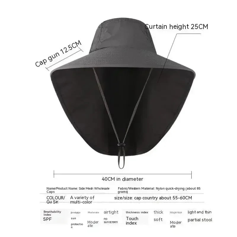 Wide Brim Sun Hat with Neck Flap – Unisex Outdoor Cap Wide Brim Sun Hat Qme
