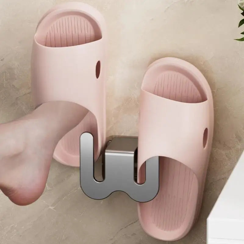 Wall Mounted Shoe & Slipper Rack – No-Drill Door Hook Organizer Shoe Storage Rack Qme
