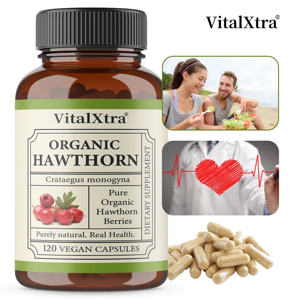 VITALXTRA Hawthorn Extract Capsules 980mg – Heart & Gut Health Herbal Supplement Qst