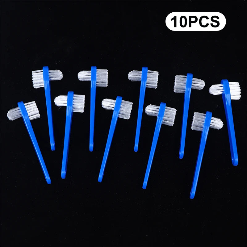10-Pack Retainer & Denture Cleaning Brush – Double-Sided Denture Cleaning Brush Qst Blue