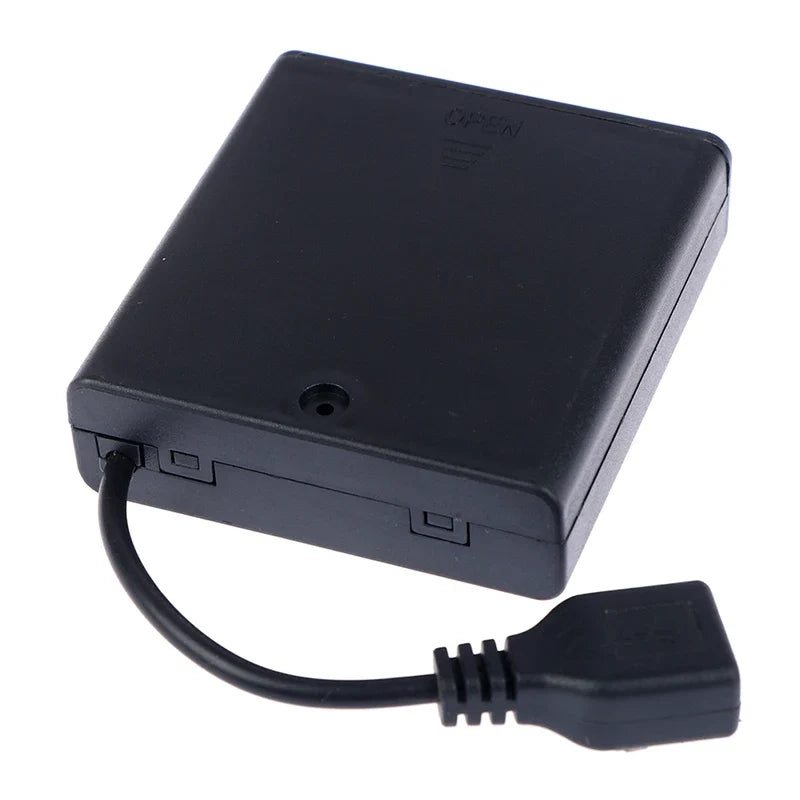 4 AA USB Battery Box 5V Mini Power Supply for LED Strip Lights USB Battery Power Supply Qme