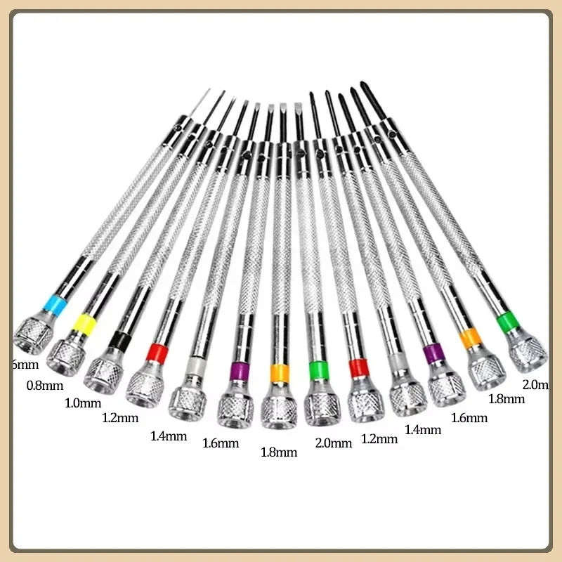 13-Pc Flat Head Watch Repair Screwdriver Set | 0.6–2.0mm Kit Watch Repair Tool Set Qme