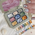 9-Color Pearlescent Solid Nail Polish DIY Art Set | Qme Nail Polish Set Qme 01