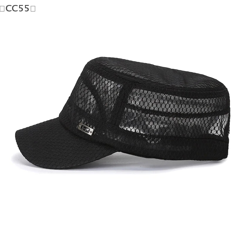Men's Mesh Snapback Cap – Breathable Flat Top Trucker Baseball Hat Snapback Baseball Cap Qst