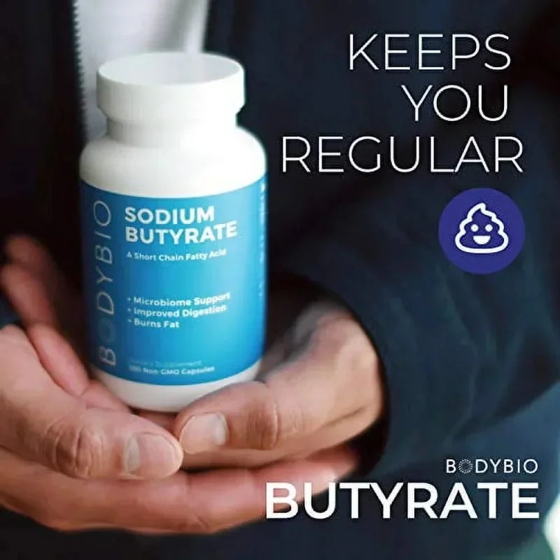 Sodium Butyrate Supplement – Non-GMO SCFA, 60 Capsules Digestive Supplement Qst