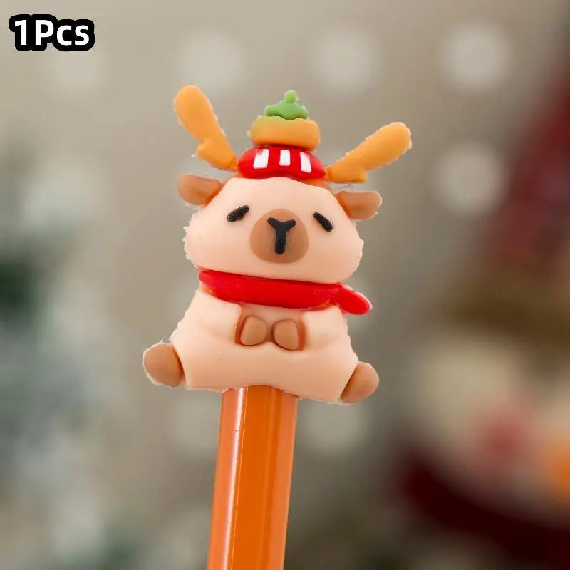 Christmas Capybara Gel Pen – Cute Kawaii Cartoon Stationery Kawaii Gel Pen Qme A3