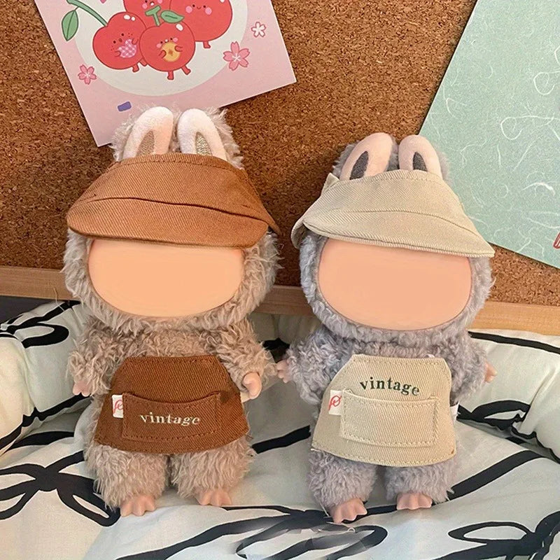 Vintage Baseball Cap & Apron Set for 17cm Dolls | Cute Accessories Doll Clothing Set Qme
