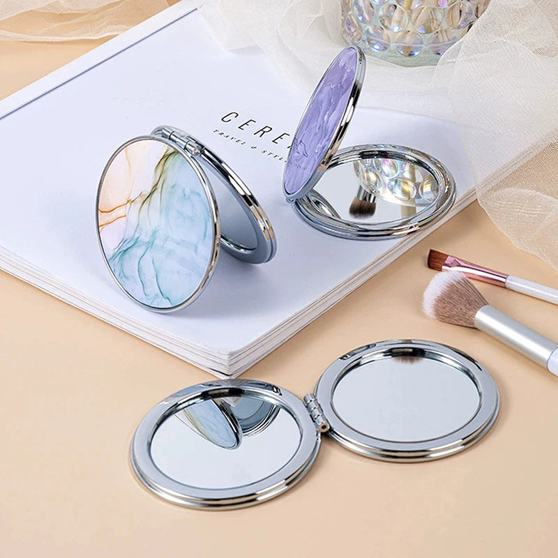 Vintage Stripe Mini Compact Makeup Mirror – Portable Bag Mirror Compact Makeup Mirror Qst
