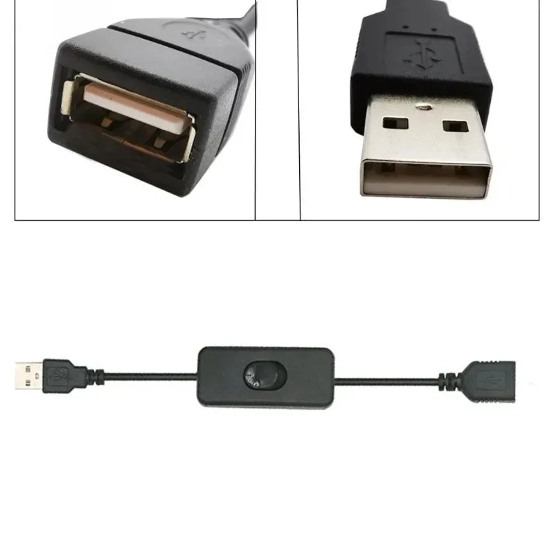 USB Extension Cable with On/Off Toggle Switch | 28cm USB 2.0 USB Switch Cable Qme