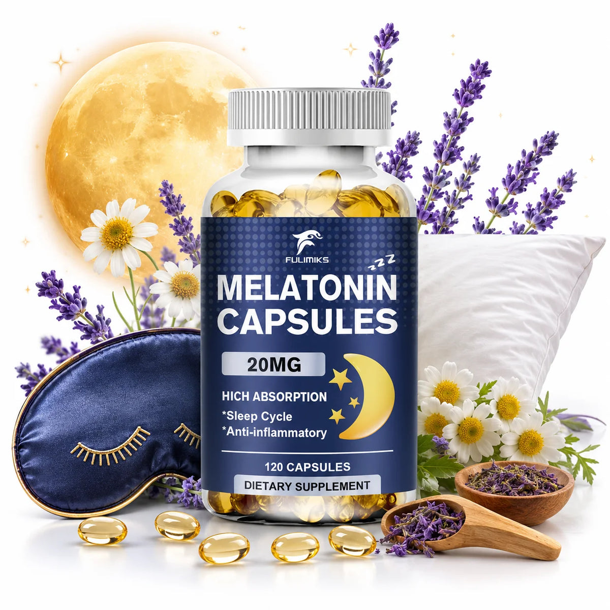 Fulimiks Melatonin 20MG Capsules – Sleep & Daily Vitality Sleep Supplement Qst