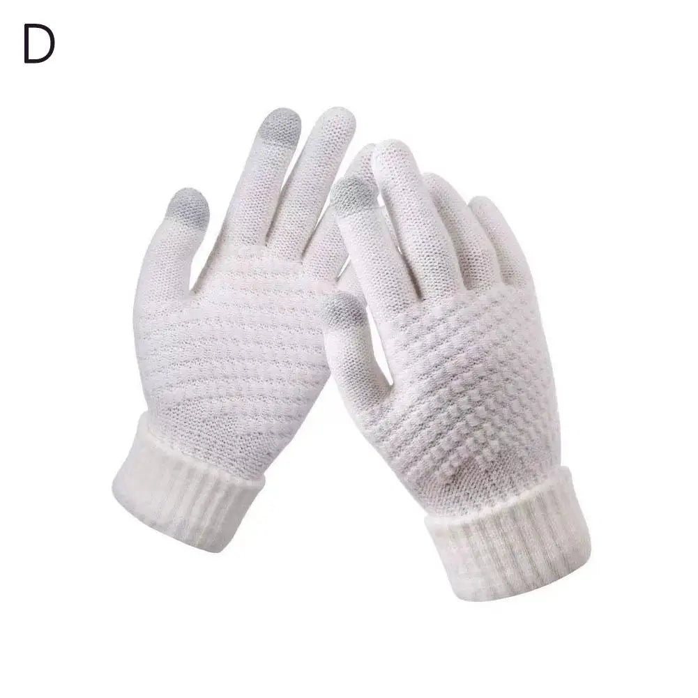 Women's Knitted Thicken Winter Hand Warmer Gloves – 4 Colors Knitted Winter Gloves Qme White