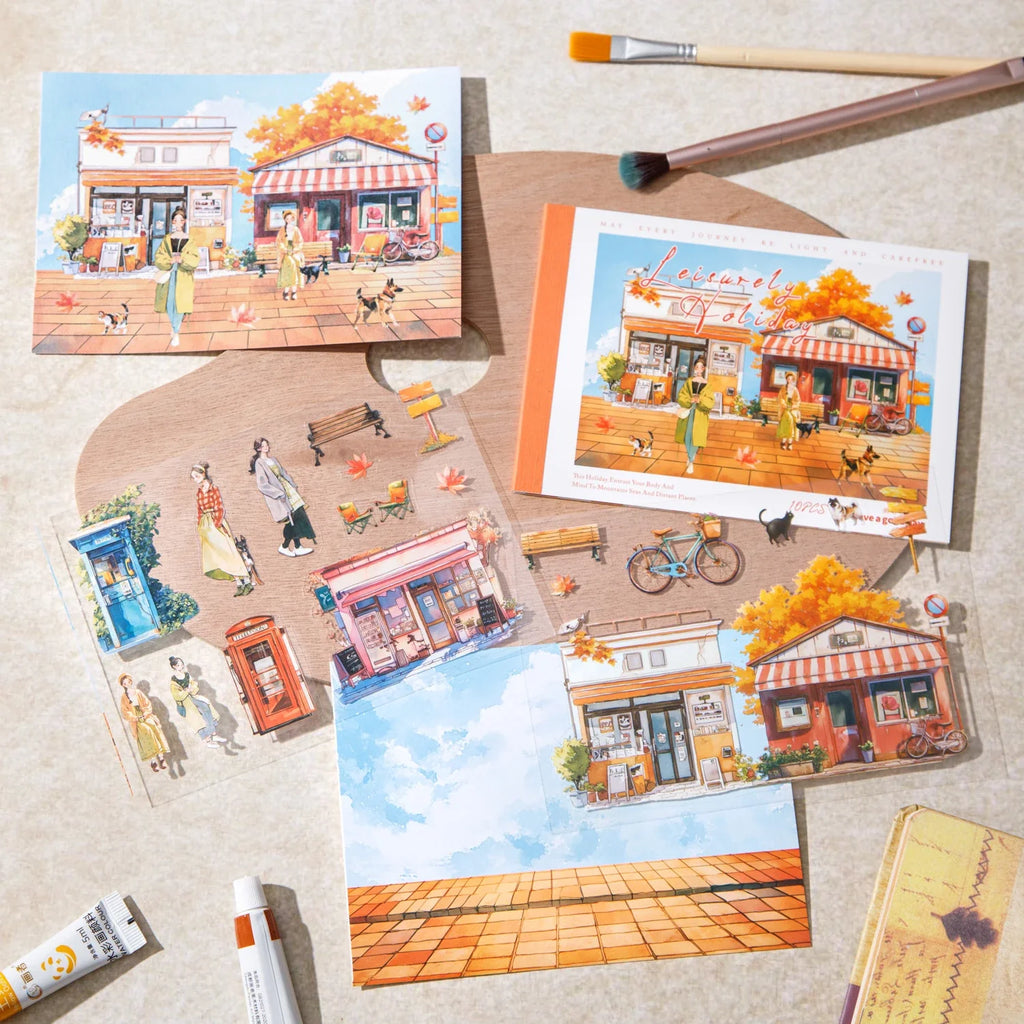 Scenic Landscape Holiday Sticker Book – 10 Sheets, 6 Colors Craft Sticker Book Qme