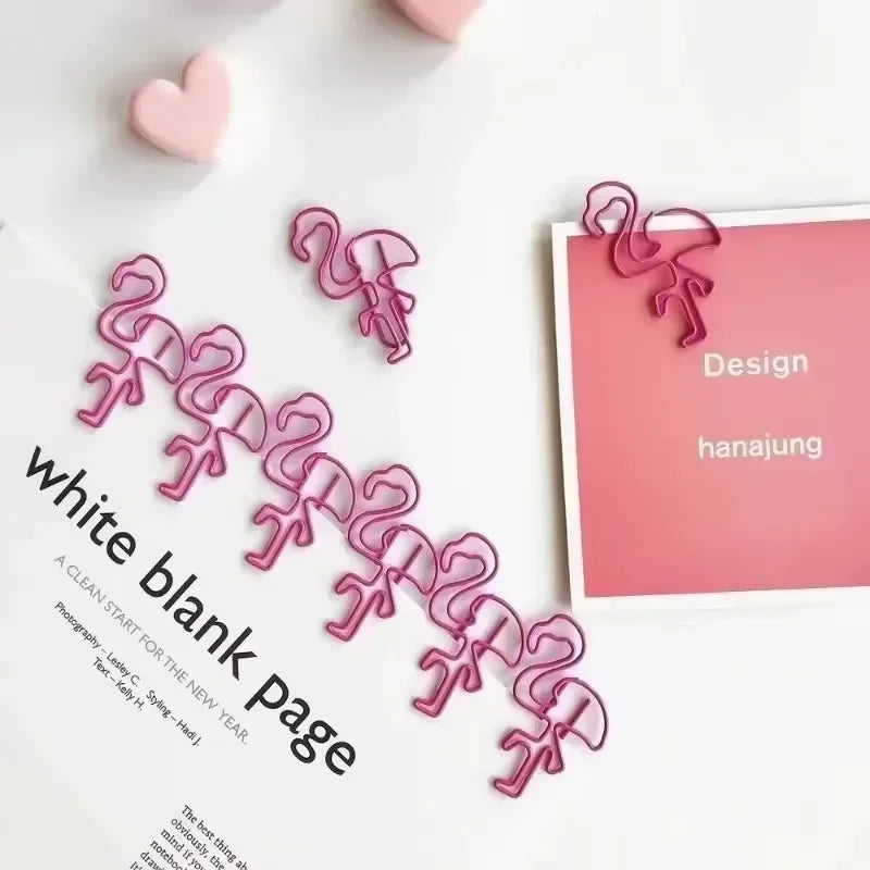 Cute Pink Flamingo Paper Clips Animal Bookmarks – 10 Pcs Animal Paper Clips Qme