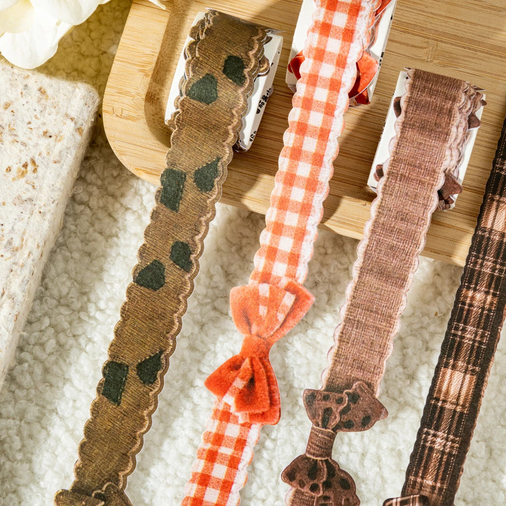 Bow Pattern Die-Cut Washi Tape | Fabric Texture DIY Craft Roll Decorative Washi Tape Qme