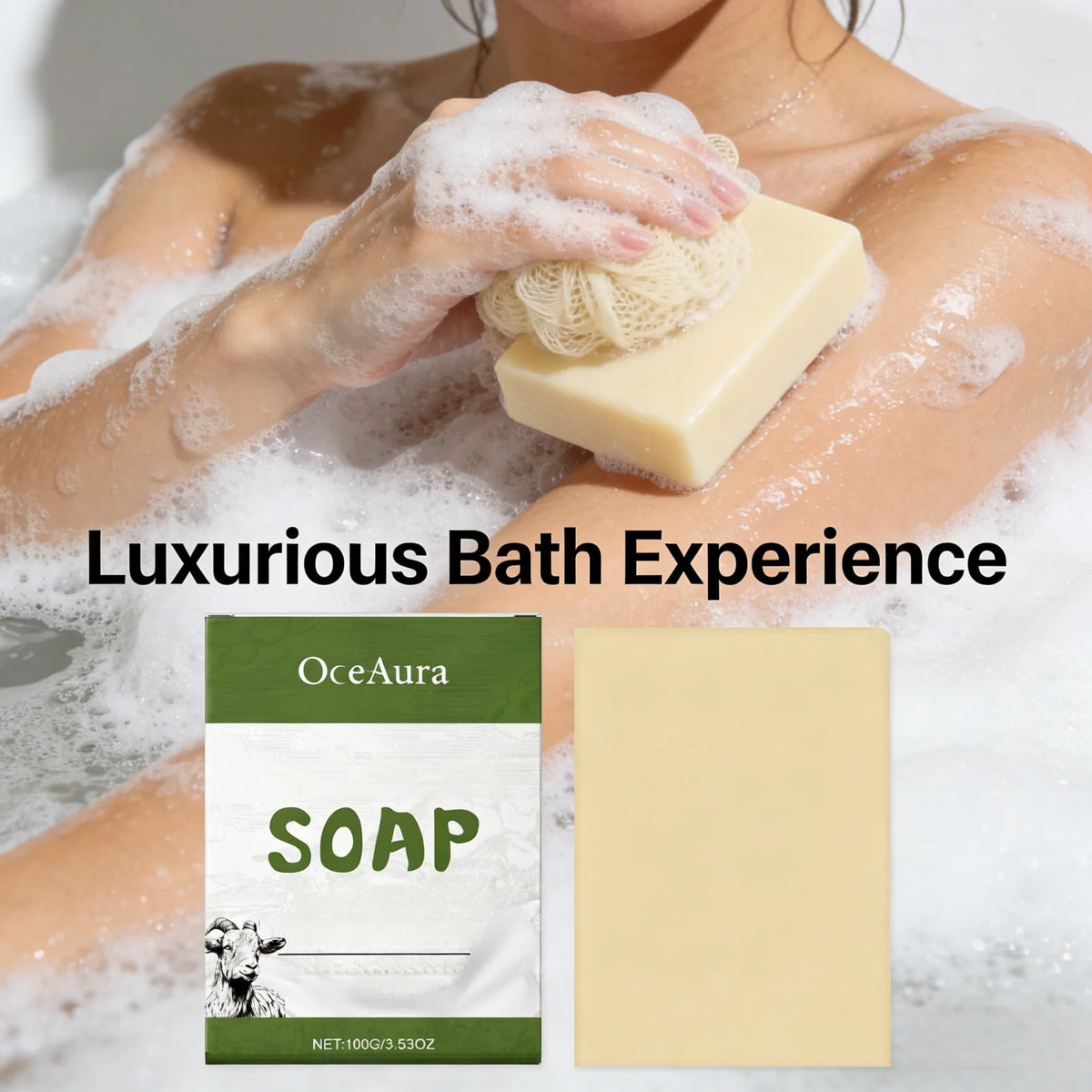 OceAura Goat Milk Soap – Natural Coconut Oil Handmade Bar Handmade Soap Bar Qst