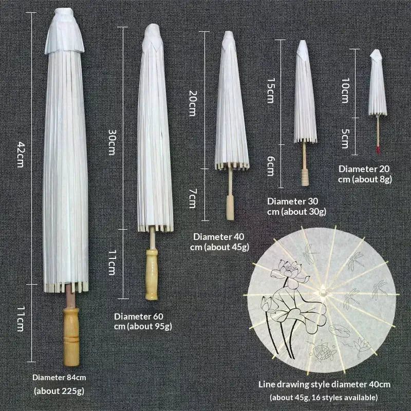 Blank Paper Umbrella DIY Craft Prop – 20cm to 84cm Sizes DIY Craft Prop Qme
