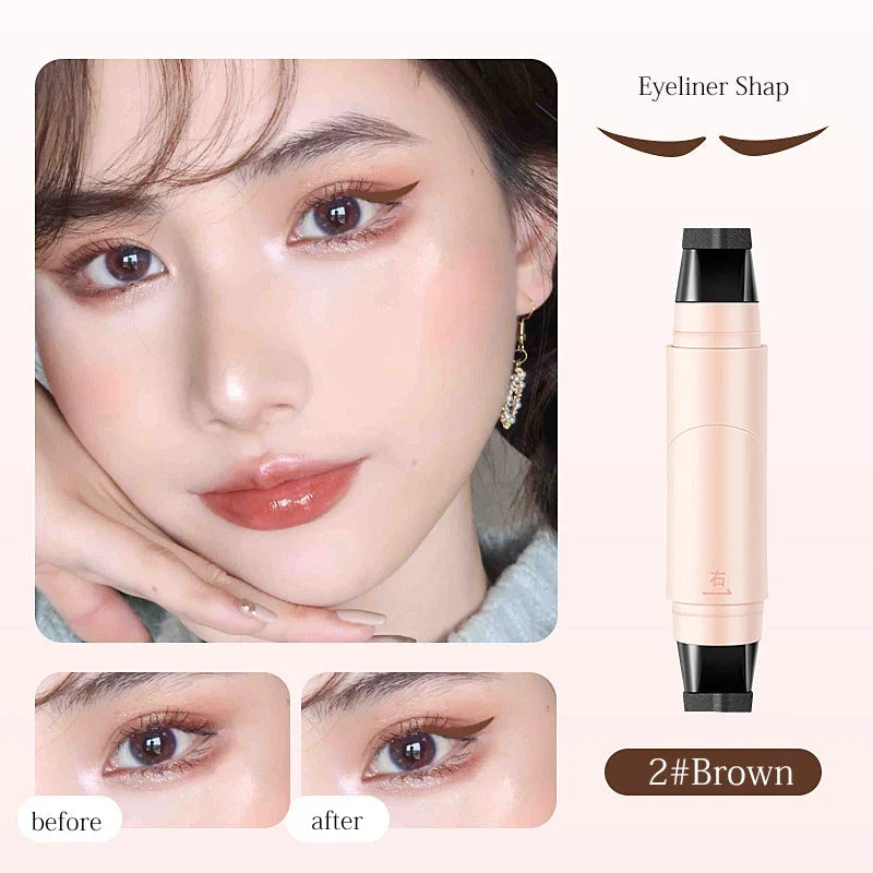 Qme Rotating Eyeliner Stamp Pen – Waterproof & Smudge-Proof Liquid Eyeliner Pen Qme 02Brown