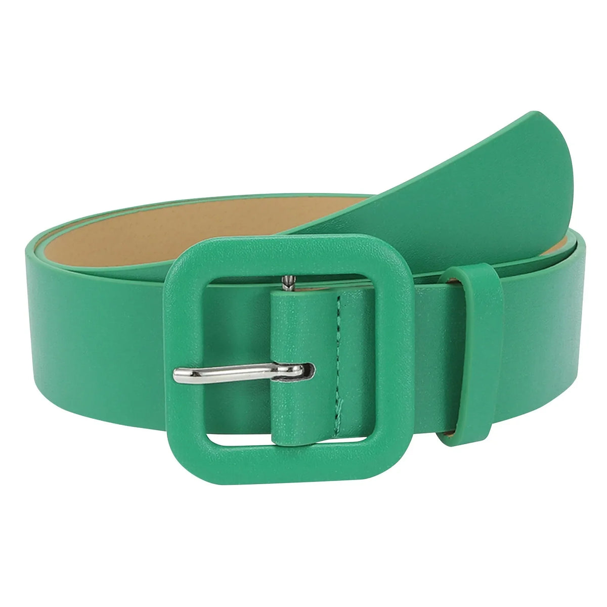 Women's Square Buckle Candy Color Decorative Belt – 11 Colors Decorative Fashion Belt Qme Green