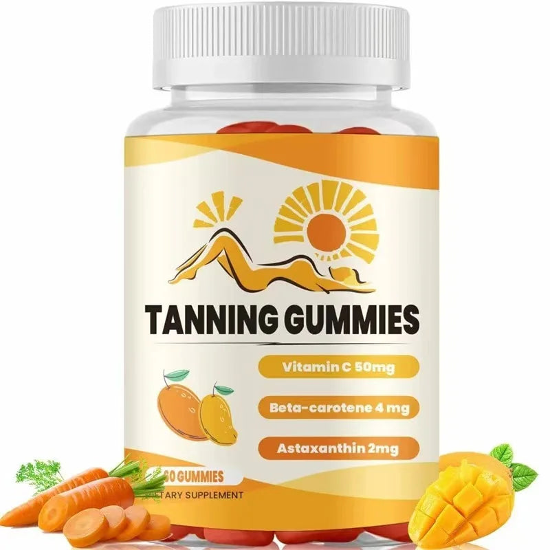 Tanning Gummies – Astaxanthin, Beta Carotene, Vitamins C D B3 Zinc Skin Beauty Gummies Qst 1 bottle 60capsules