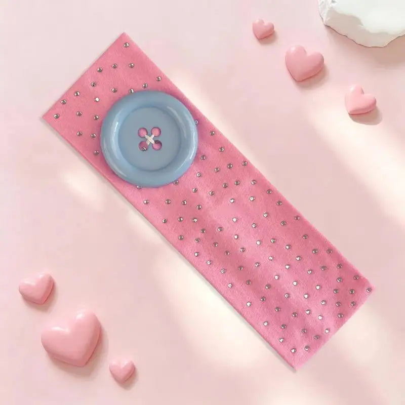Y2K Rhinestone Button Headband – Polka Dot Sport & Style Fashion Headband Qst E
