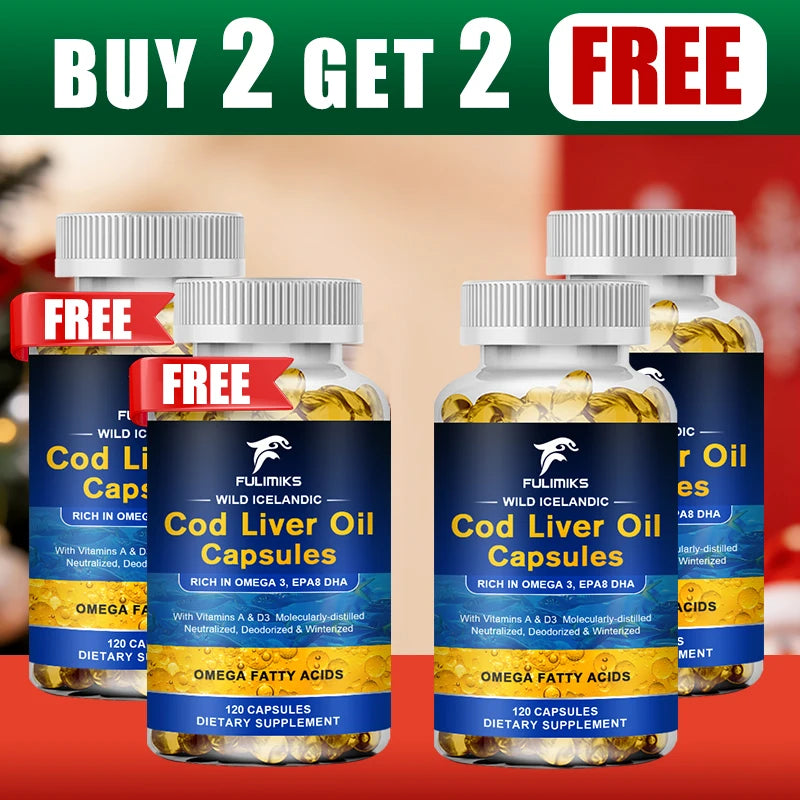 Fulimiks Cod Liver Oil Capsules | Vitamins A & D3 | 120ct Omega-3 Supplement Qst