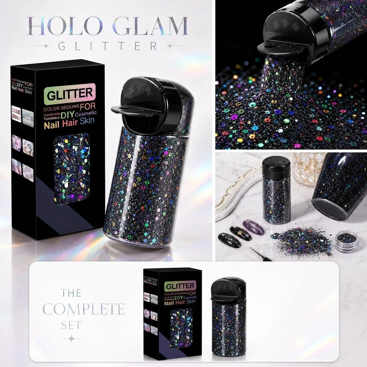 Fine Gold Foil Glitter Flakes – Body, Face, Nails & DIY Crafts Craft Glitter Flakes Qme Black One Size