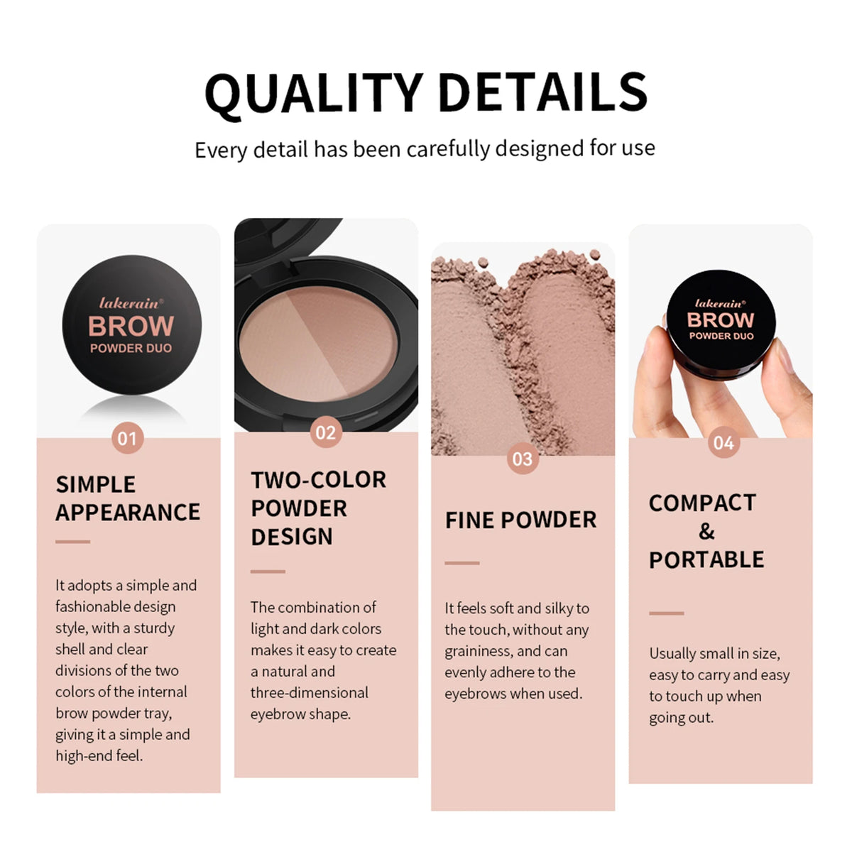 6-Color Duo Eyebrow Powder – Natural Brow & Contour Shade Eyebrow Powder Qst