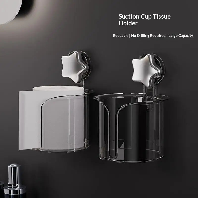 Suction Cup Tissue Holder – Cute Star Design, No Drilling Tissue Box Holder Qme