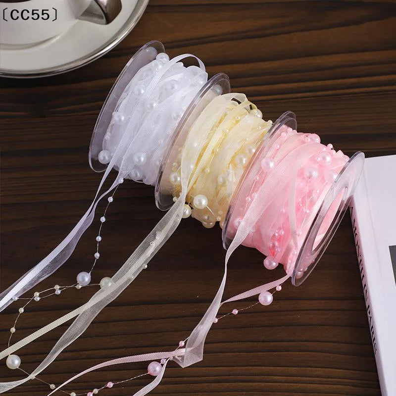 4.5m Pearl Bead Yarn Ribbon – Florist Gift Wrap & Sewing Trim Craft Ribbon Trim Qst