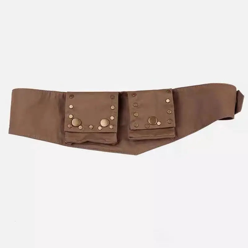 Vintage Hippie Western Canvas Belt – Adjustable Waist Cincher Canvas Waist Belt Qme Dark Khaki