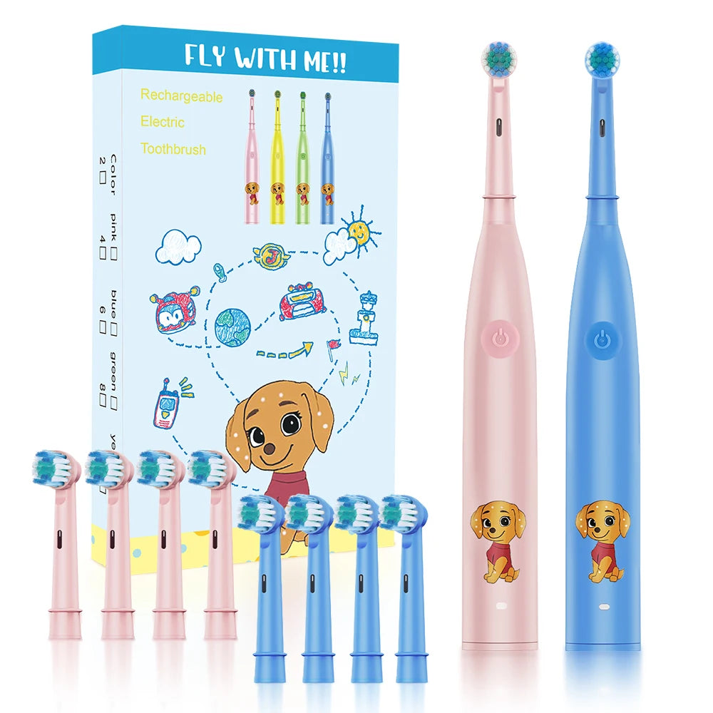 Ms.Dear Kids Electric Toothbrush 5 Modes Timer & 4 Heads Kids Electric Toothbrush Qst