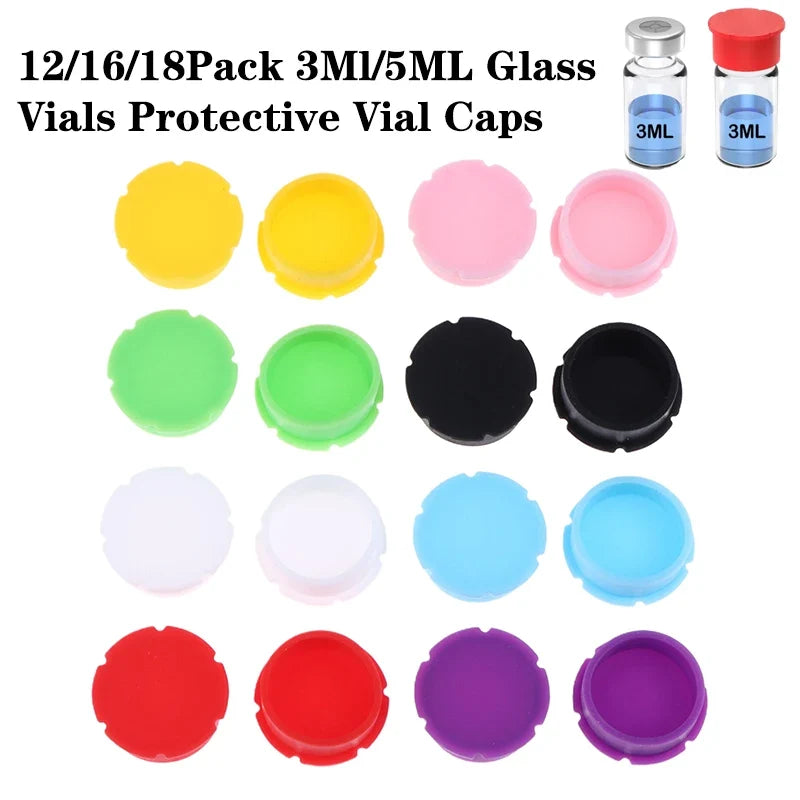 Silicone Glass Vial Protective Caps – Leak-Proof, Set of 3 Silicone Vial Caps Qme