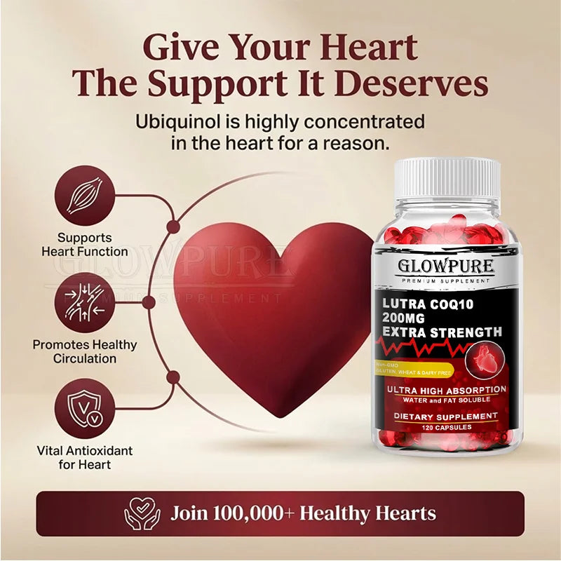 Ubiquinol CoQ10 200mg Softgels – Energy & Heart Support Dietary Supplement Qst