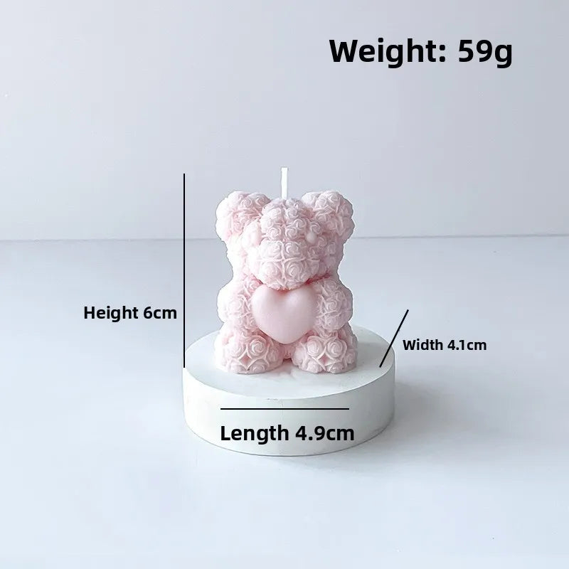 6-Piece Rose Bear Scented Candle Set – Home Décor Ornament Scented Candle Set Qme