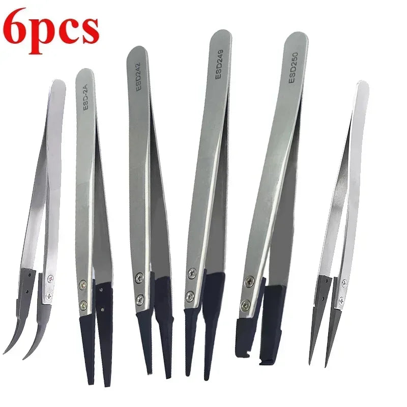 Watch Hand Installation Tweezers – Straight & Elbow ESD-Safe Precision Tweezers Qme 6pcs