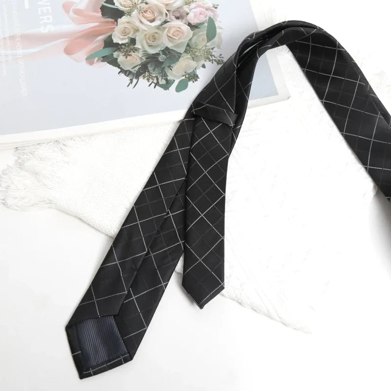 Men's Black Stripe Tie, Cufflinks, Cravat & Bowtie Gift Set Formal Accessories Set Qme