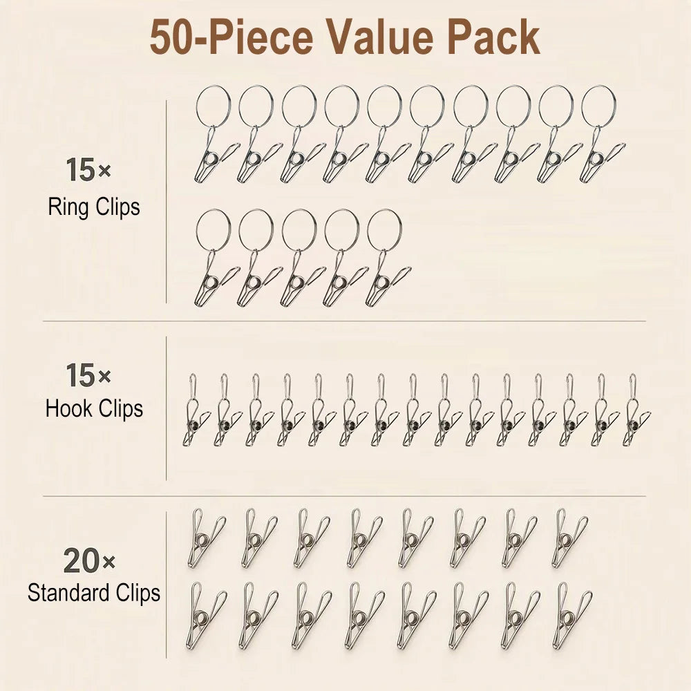 50PCS Stainless Steel Clothespins – 3 Styles, Rust-Resistant Stainless Steel Clothespins Qst