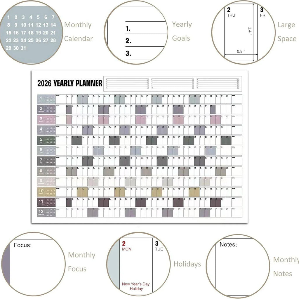 2026 Large Kawaii Wall Calendar To-Do List Planner – 7 Colors Wall Calendar Planner Qme