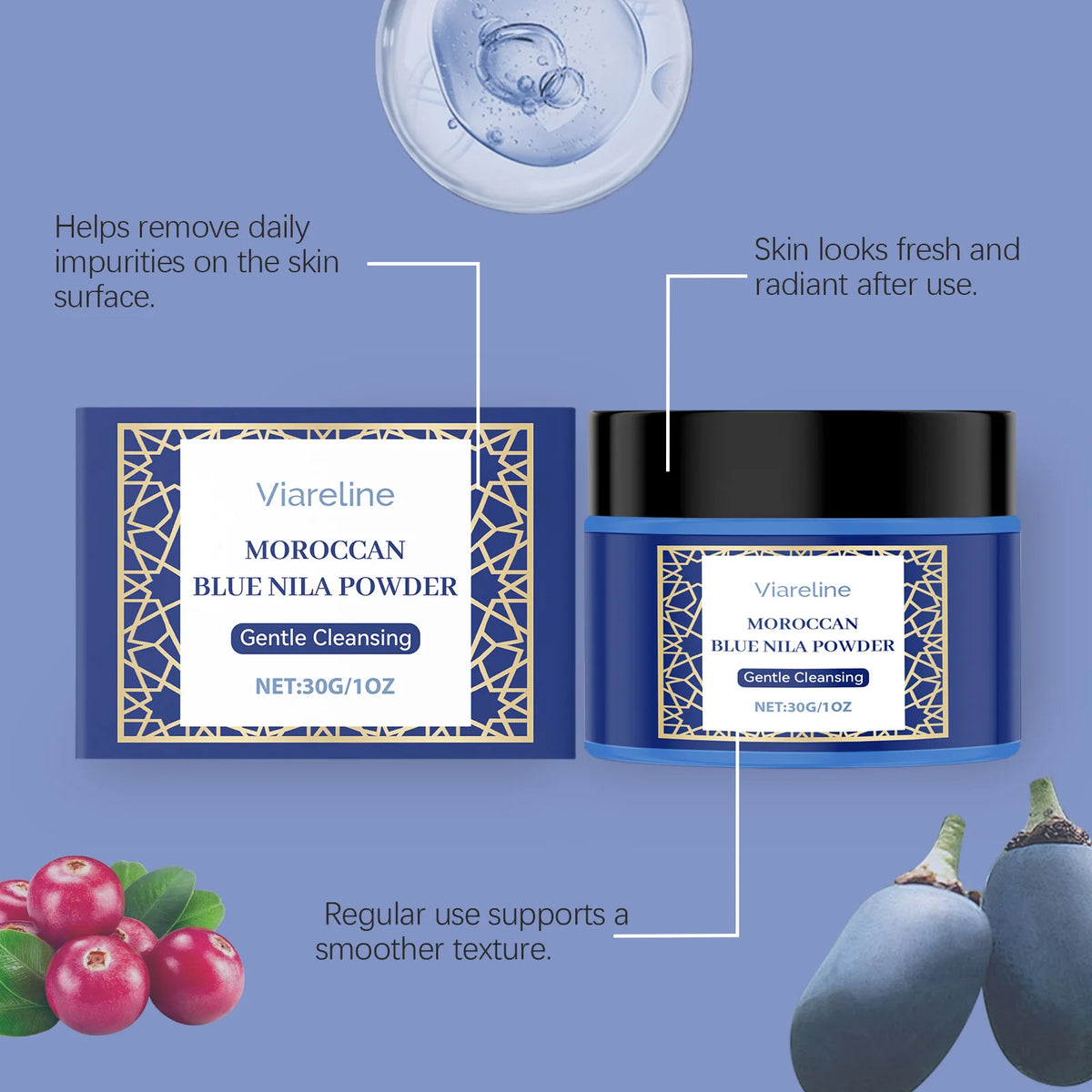 VIARELINE Blue Peel Mask Powder 30g – Moisturizing Oil Control Peel Mask Powder Qst