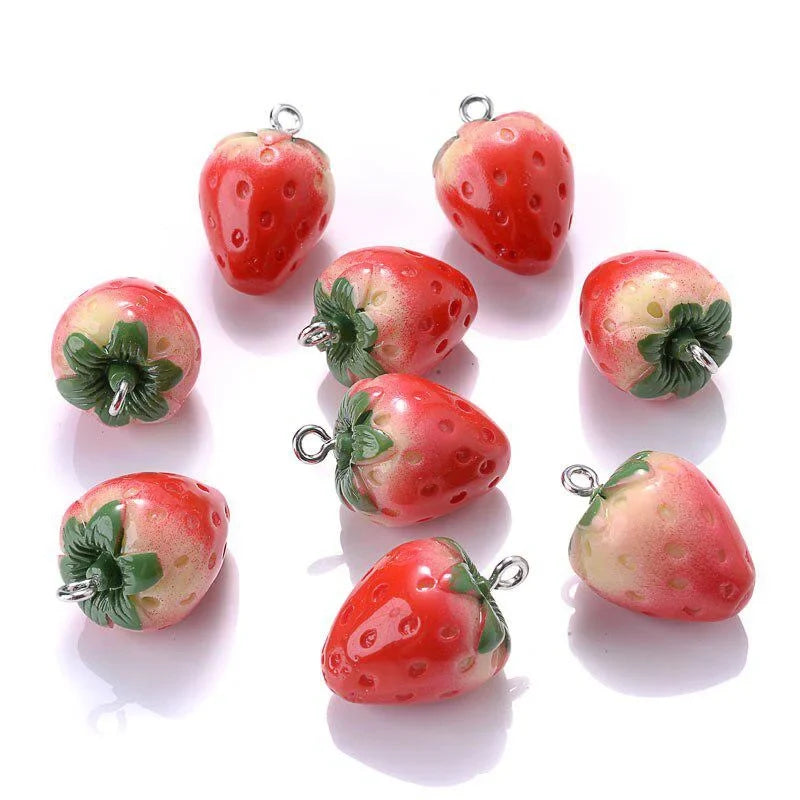 3D Strawberry Resin Charms – DIY Earring & Pendant Set Resin Jewelry Charms Qme Default Title