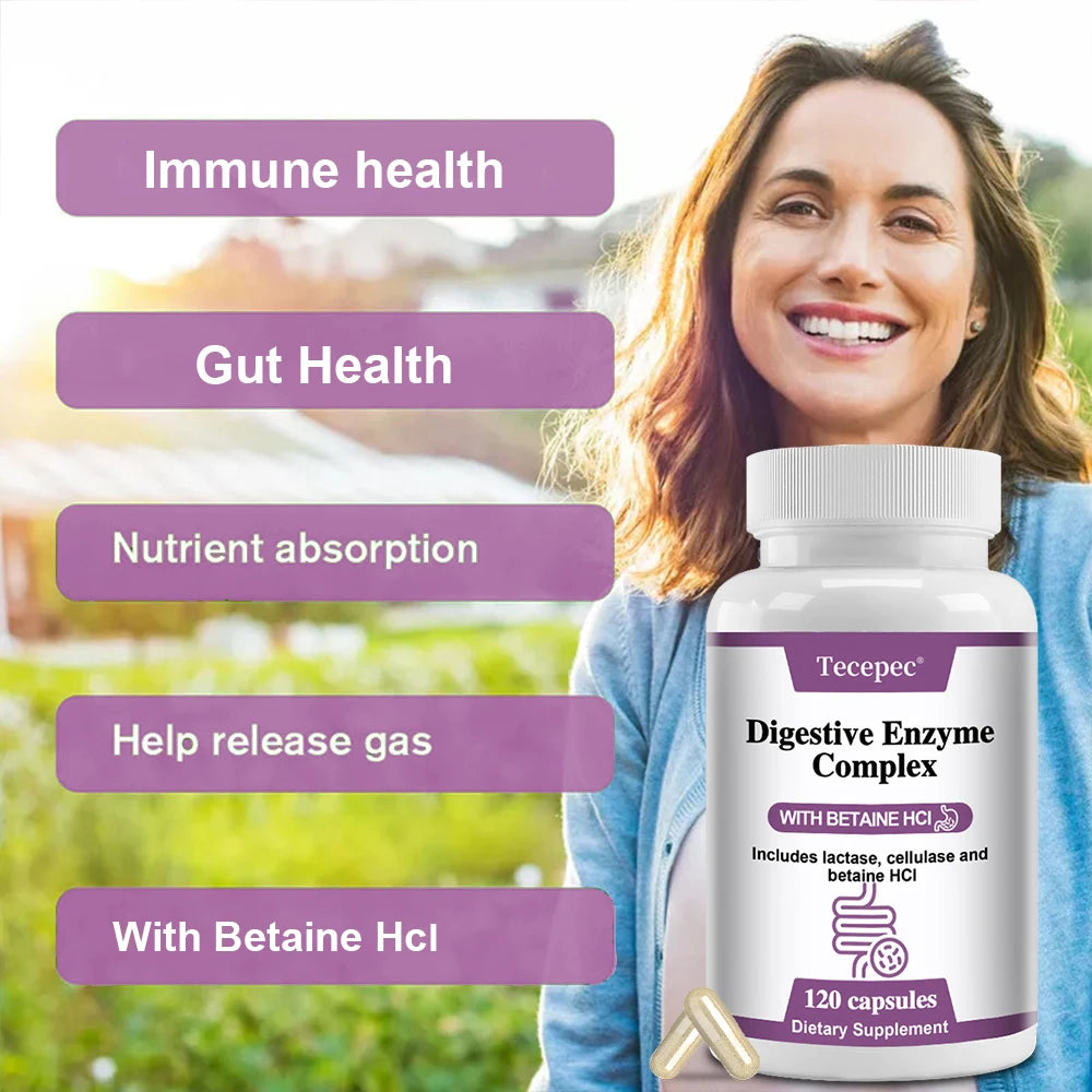 Tecepec Digestive Enzyme Capsules – 120 Count | Gut Support Digestive Supplement Qst