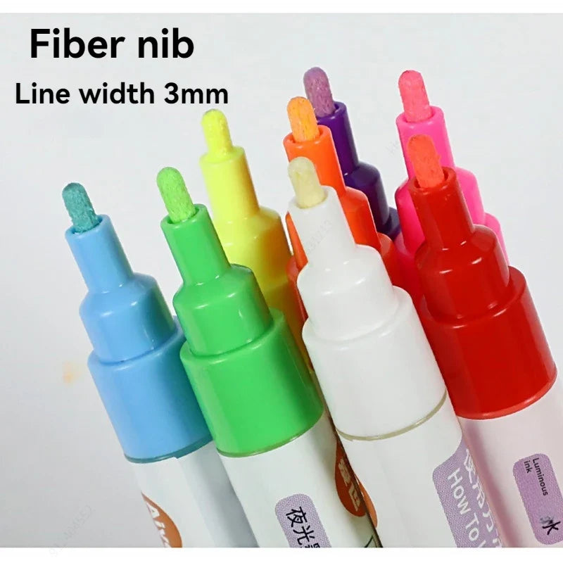 8-Color Luminous Fluorescent Paint Marker Pens – Waterproof Set Fluorescent Paint Markers Qme