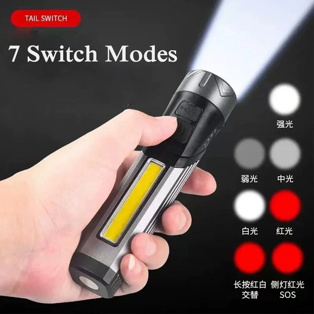 1000LM Rotatable LED Flashlight USB-C Rechargeable Magnetic Light LED Work Flashlight Qst