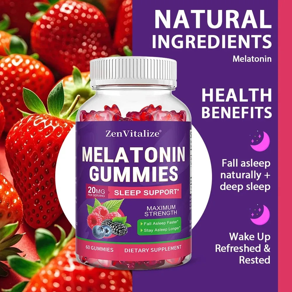 ZENVITALIZE Melatonin Gummies – Adult Sleep Support 60ct Melatonin Supplement Qst