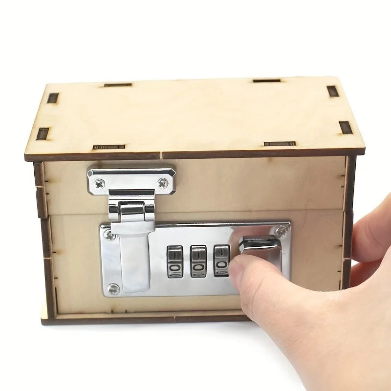 3D Wooden Mechanical Password Treasure Box DIY Model Kit DIY Wooden Model Kit Qme