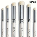 Nylon Miniature Paint Brushes Set – Dry Detailing Art Tools Miniature Paint Brush Set Qme 6Pcs White