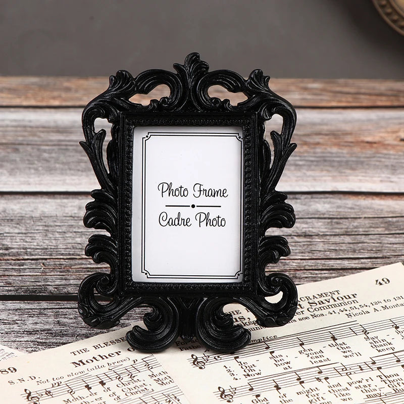 Vintage Floral Wedding Photo Frame – Resin Desktop Picture Frame Decorative Photo Frame Qst Black