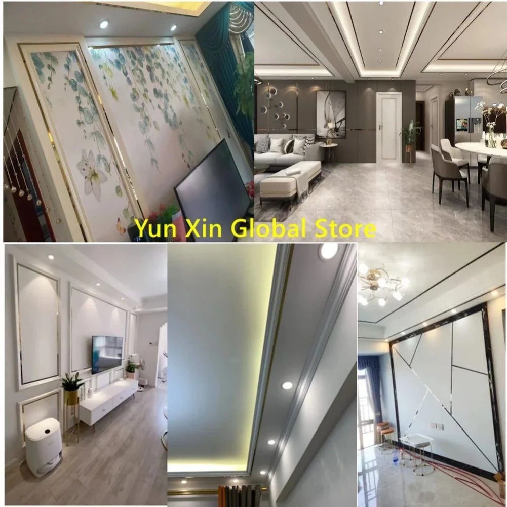 Gold Stainless Steel Decorative Wall Strip Sticker | Mirror Lines Decorative Wall Strip Qme