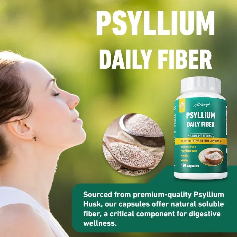 Psyllium Husk Capsules with Inulin & Acacia | Soluble Fiber Fiber Supplement Qst